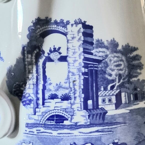 Spode Blue Italian Ascot Teapot Coffee Pot Blue Transferware 36 oz, Chateaucore - Picture 8 of 12